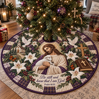 Blessed By His Love Christmas Quilted Tree Skirt NCU0PTT3507