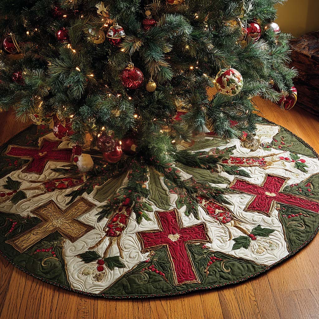 Blessed Christmas Christmas Quilted Tree Skirt NCU0NNT2482