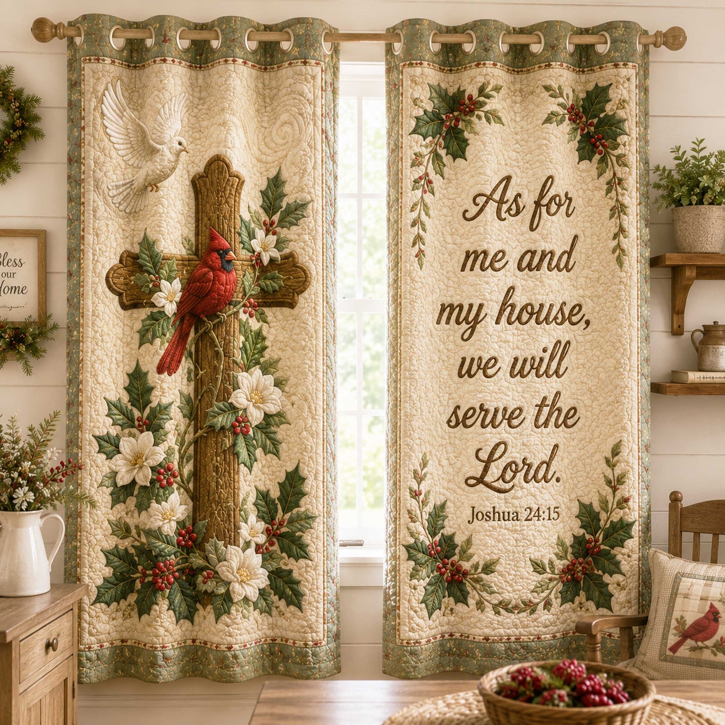 Blessed Cross Quilted Curtains NCU0NTD2114