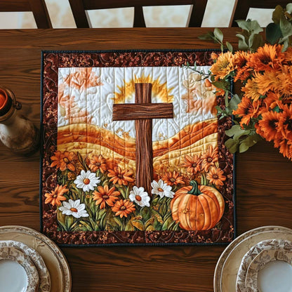 Blessed Harvest Cross Quilted Table Topper NCU0NNT1441