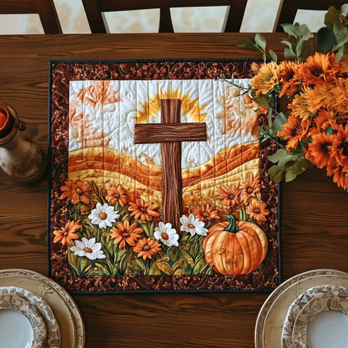 Blessed Harvest Cross Quilted Table Topper NCU0NNT1441
