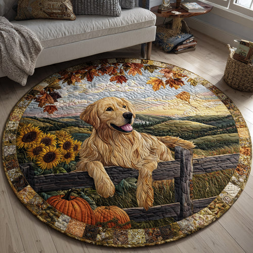 Blissful Golden Retriever Quilted Round Mat NCU0HNH1197