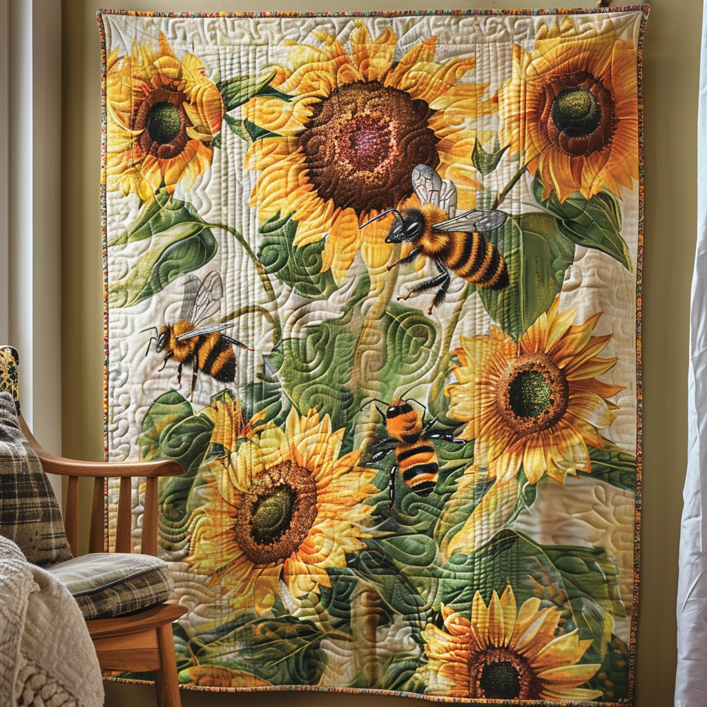 Blooming Bee Paradise Quilted Blanket NCU0NT010