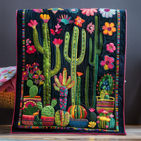 Blooming Cactus Vibrant Quilted Blanket NCU0PD015