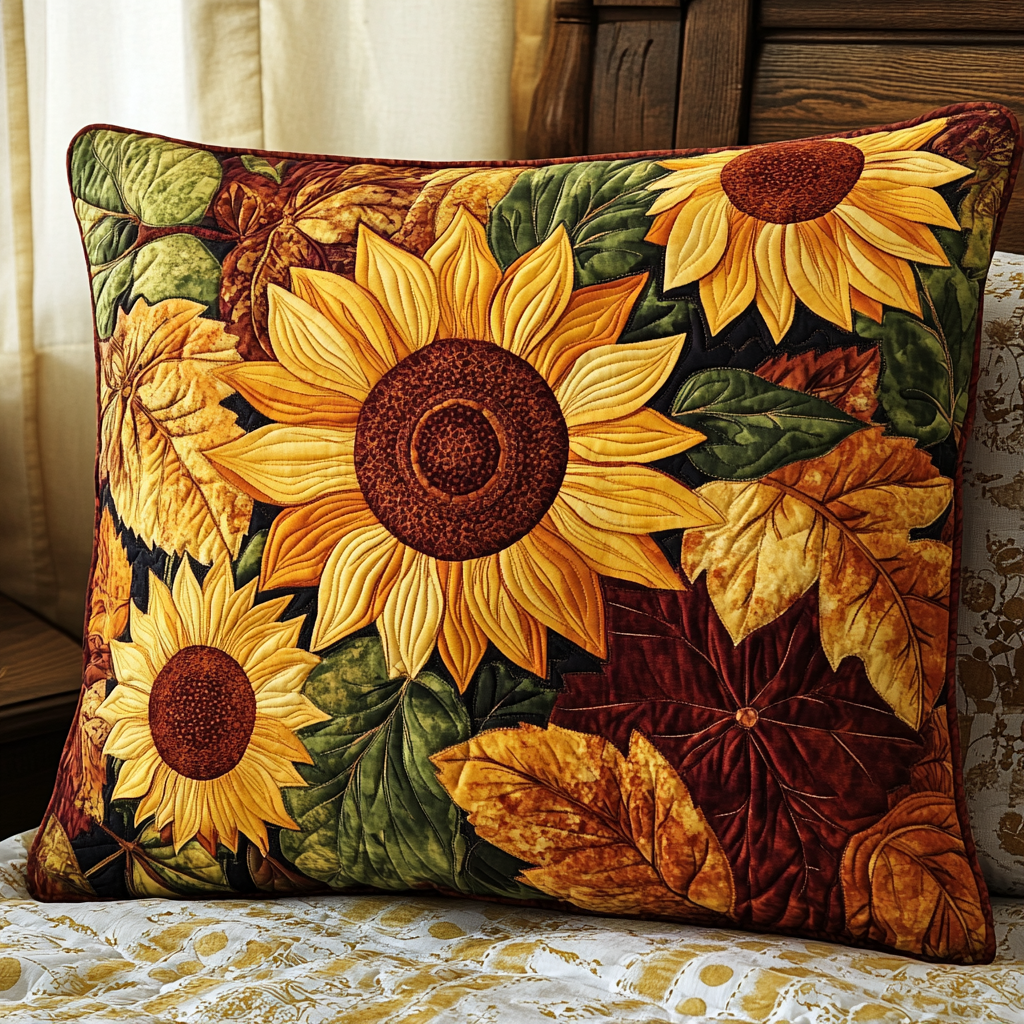 Summer Sunflowers Quilted Pillow Case NCU0TL1948