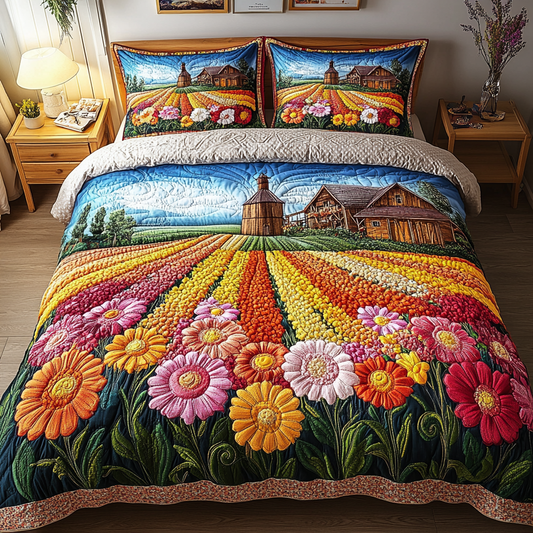 Blooming Beauty 3-Piece Quilted Bedding Set NCU0PVL122