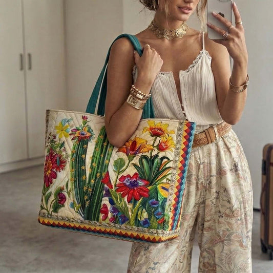 Blooming Cactus Quilted Classic Tote Bag NCU0NNT3152