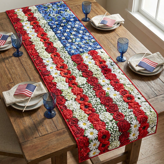 Blooming Flag Quilted Table Runner NCU0NTV1050