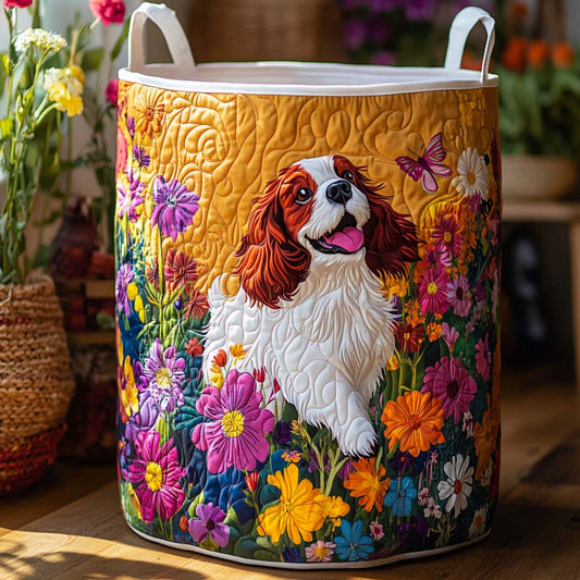 Blooming Garden Pup Quilted Laundry Basket NCU0NXD781