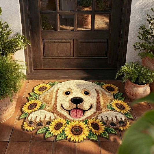 Blooming Golden Retriever Custom Shape Doormat NCU0HNH976