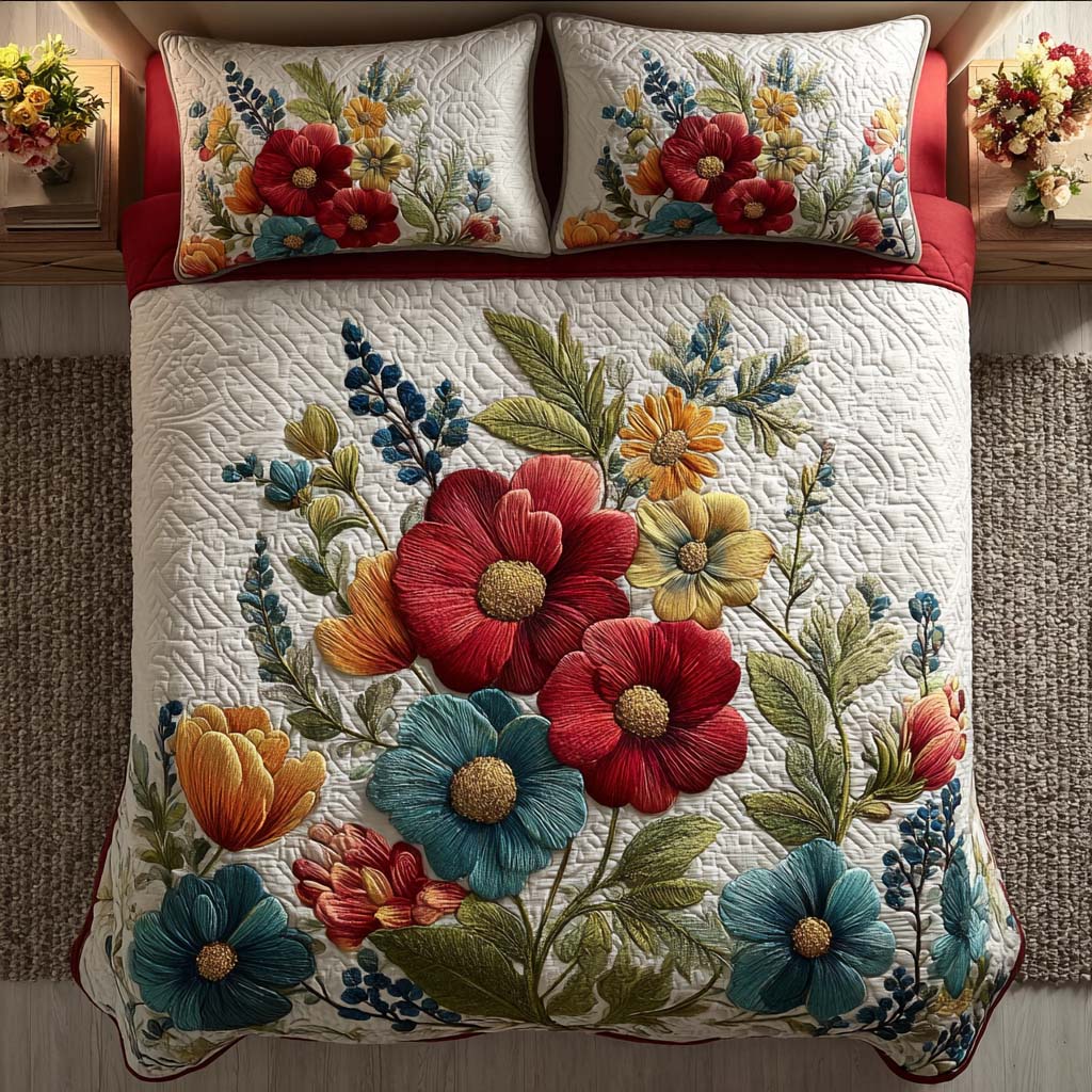 Blooming Hearth 3-Piece Quilted Bedding Set NCU0DQQ0266