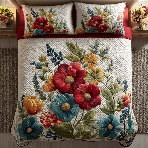 Blooming Hearth 3-Piece Quilted Bedding Set NCU0DQQ0266