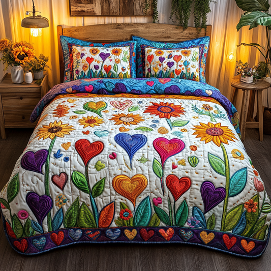 Blooming Horizon 3-Piece Quilted Bedding Set NCU0PVL110