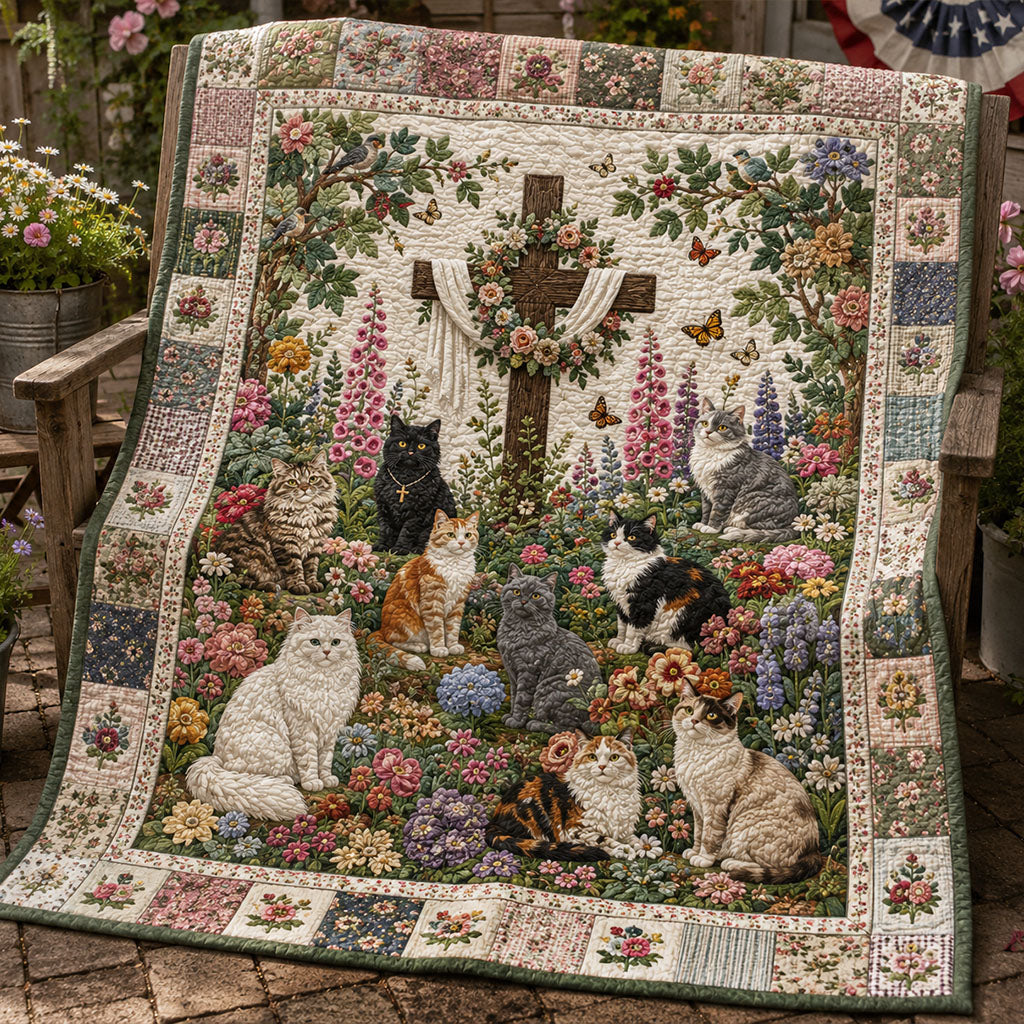 Blooming In Christ Quilted Blanket NCU0PTT3295