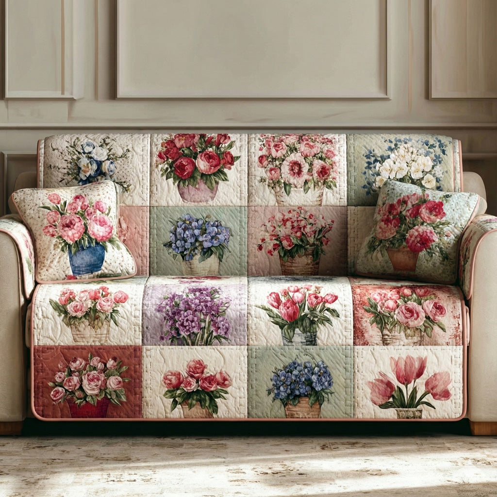 Blooming Patchwork Quilted Sofa Cover NCU0LDH207