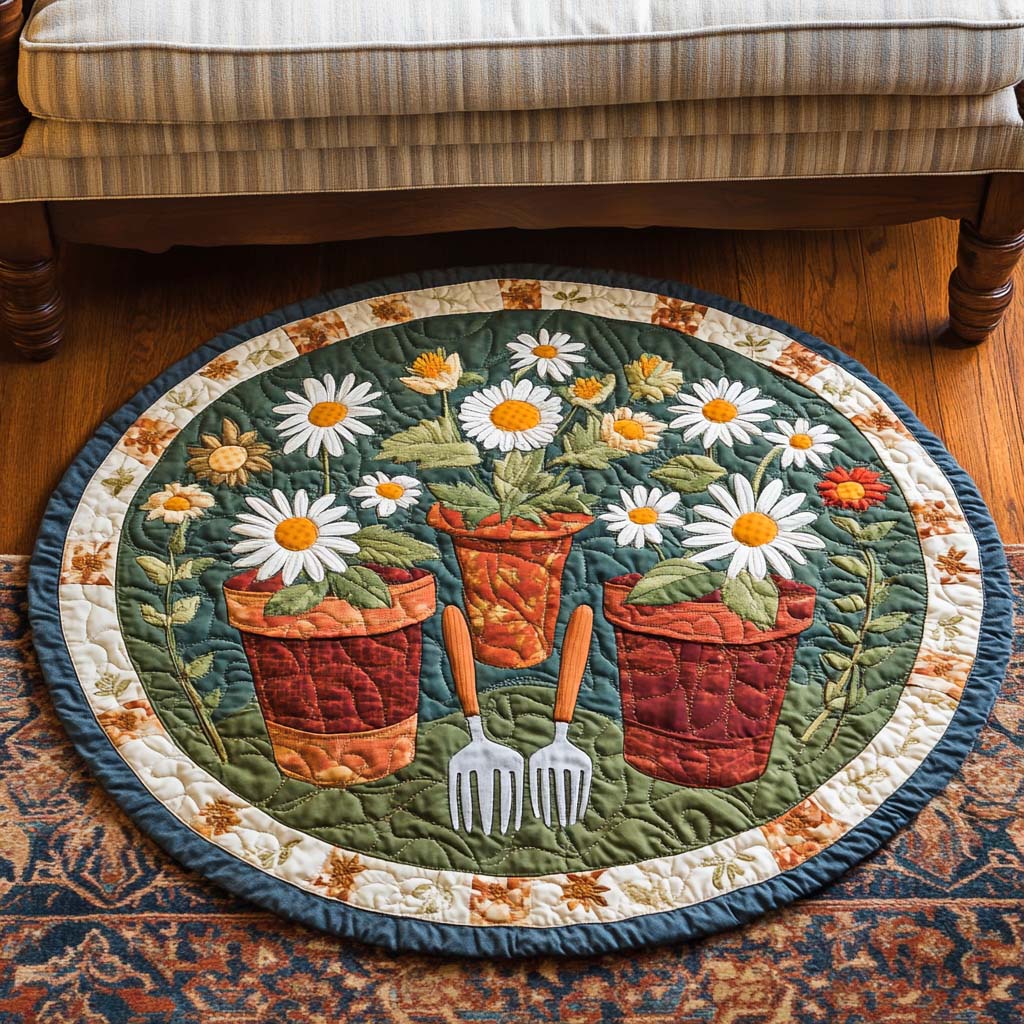 Blooming Pots Quilted Round Mat NCU0NNT1931