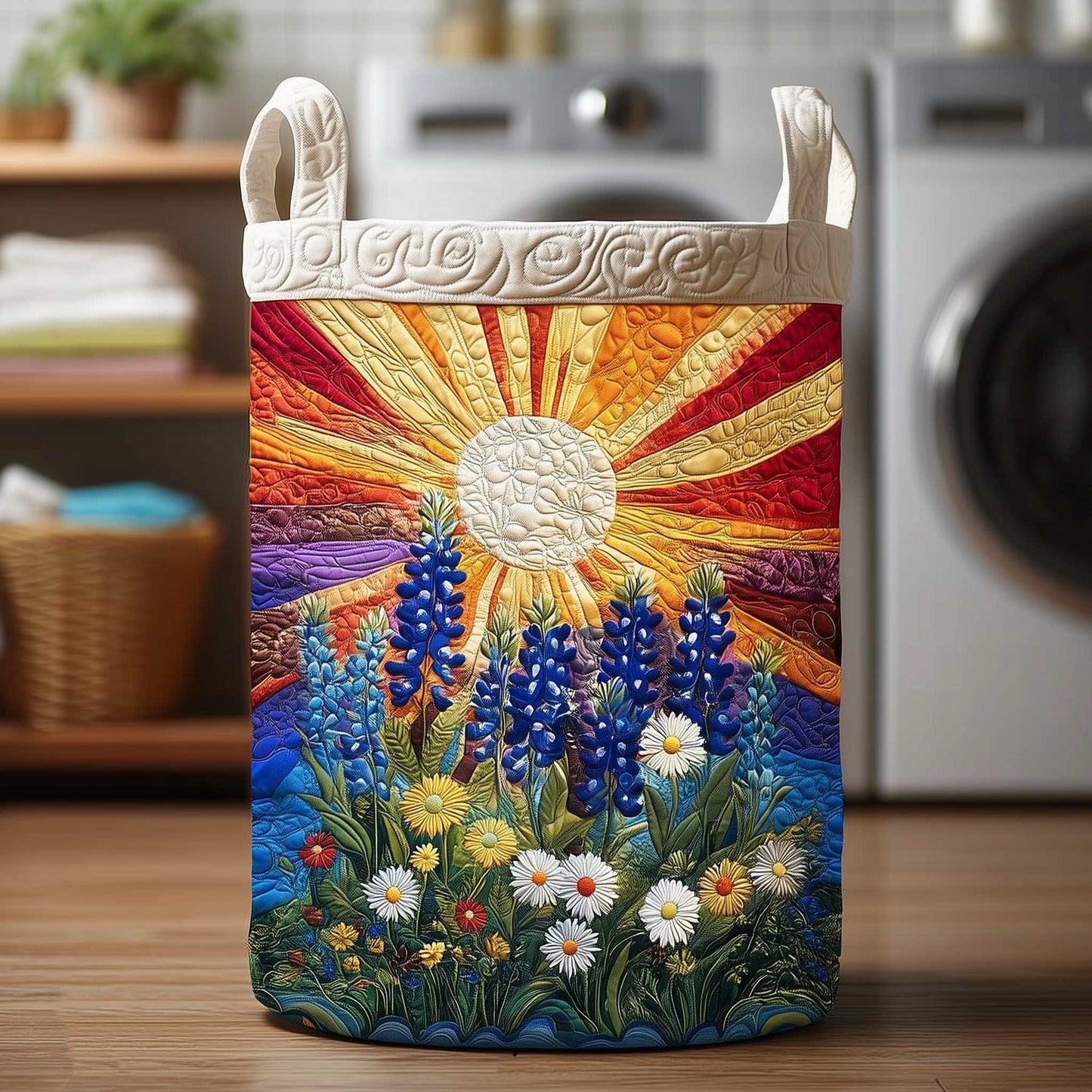 Blooming Sunrise Quilted Laundry Basket NCU0HTT093