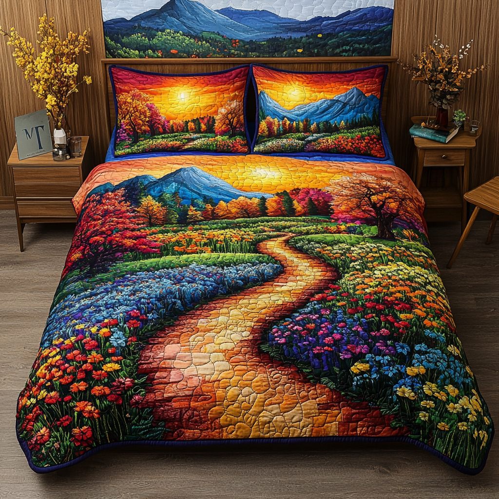 Blooming Trails 3-Piece Quilted Bedding Set NCU0PVL133