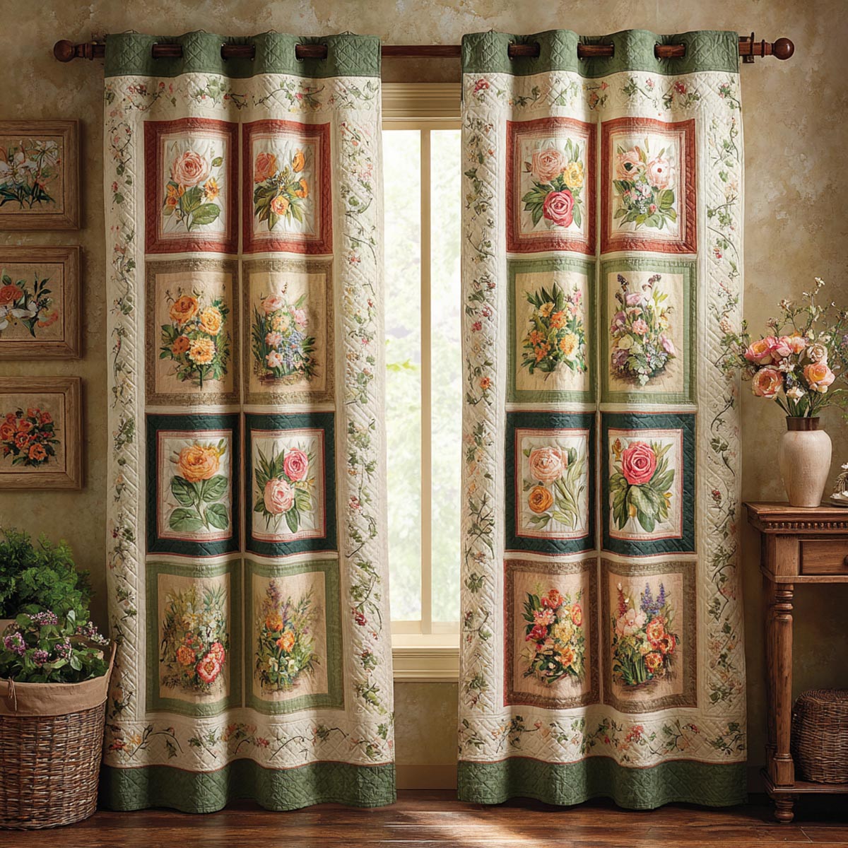 Blooming Trails Quilted Curtains NCU0DV1986