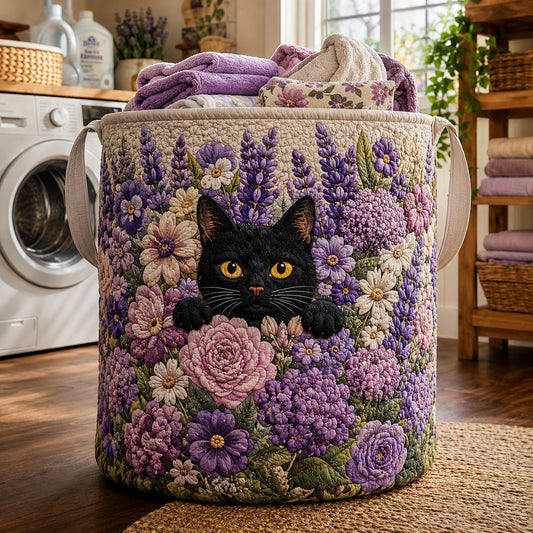 Blooming Whiskers Quilted Laundry Basket NCU0NTV1143