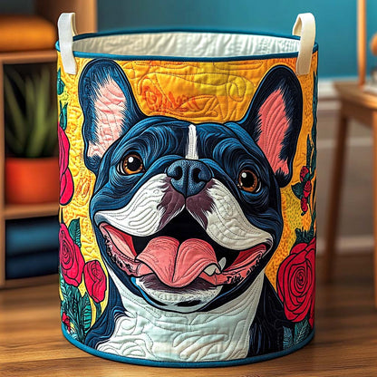 Bloomy Frenchie Smile Quilted Laundry Basket NCU0NXD546