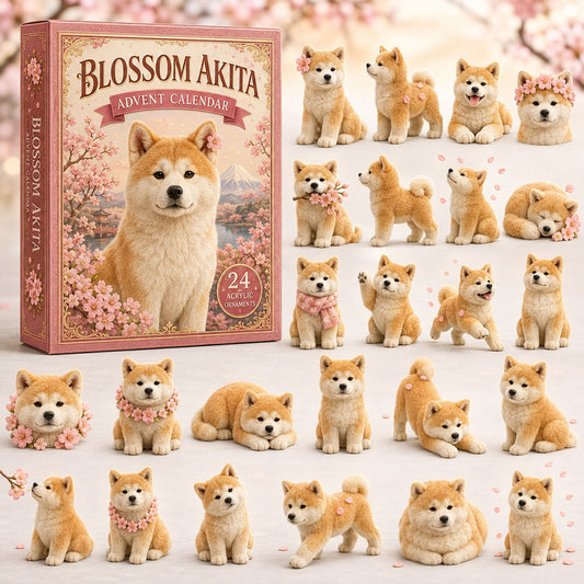 CHRISTMAS KICKOFF 40% OFF - Blossom Akita Advent Calendar 2026 - 24-Day Festive Countdown, Acrylic Charms Blind Box - Gift For Dog Lovers AC0TM015