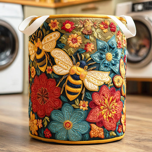 Blossom Bees Quilted Laundry Basket NCU0NTD594