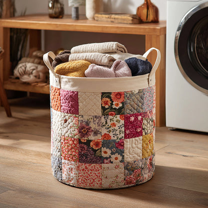 Blossom Flower Quilted Laundry Basket NCU0HNH241