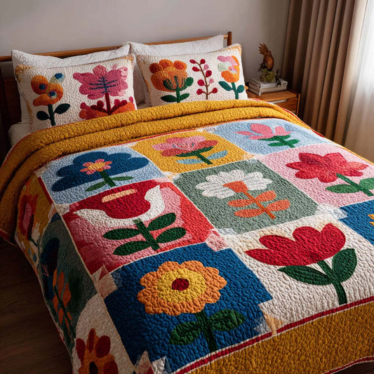 Blossom Garden 3-Piece Quited Bedding Set NCU0NNT854