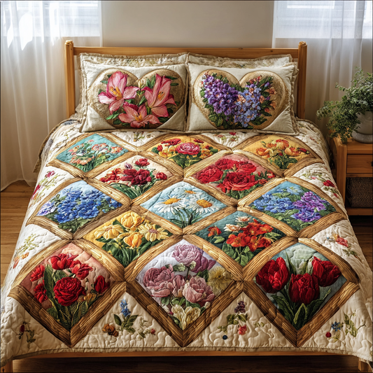 Blossom Harmony 3-Piece Quilted Bedding Set NCU0NVH882