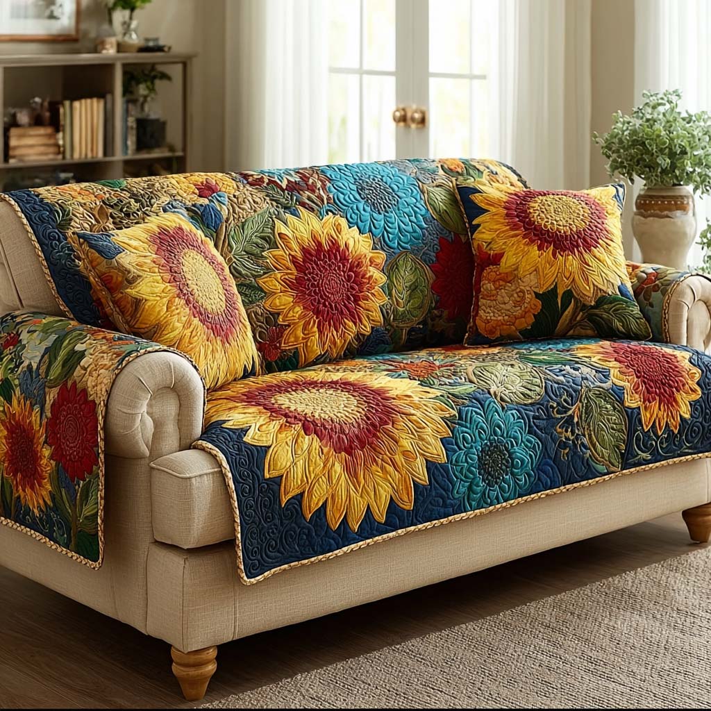 Blossom Haven Quilted Sofa Cover NCU0NNL169