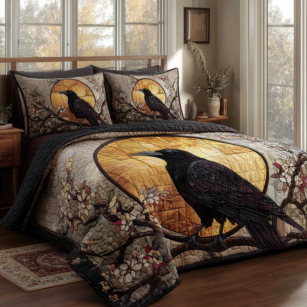 Blossom Raven 3-Piece Quilted Bedding Set NCU0PVL889
