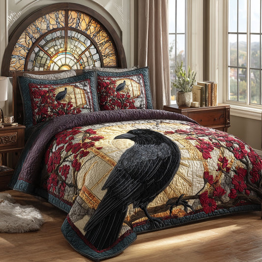Blossom Raven 3-Piece Quilted Bedding Set NCU0PVL921