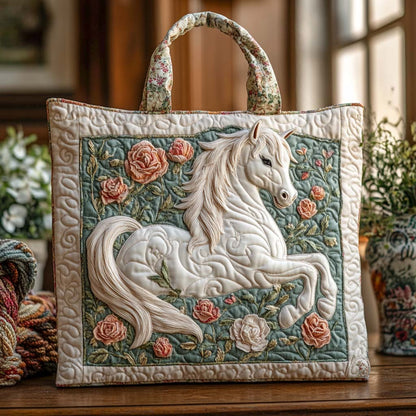 Blossom White Mare Quilted Tote Bag NCU0NXD792