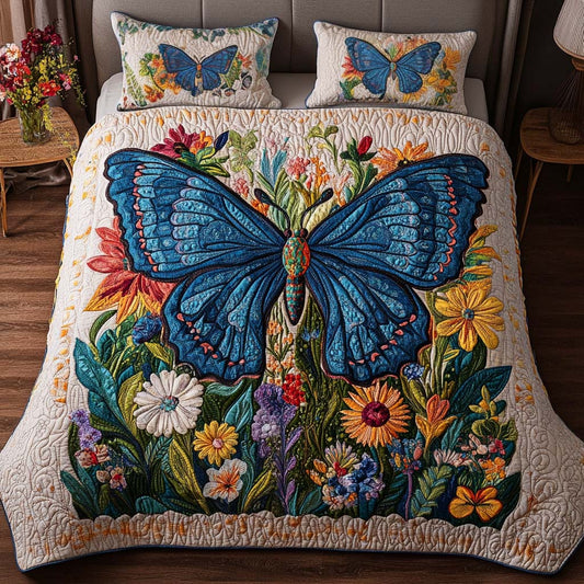 Blue Blossom 3-Piece Quilted Bedding Set NCU0NNT093