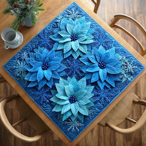 Blue Bloom Frost Quilted Table Topper NCU0NTD478