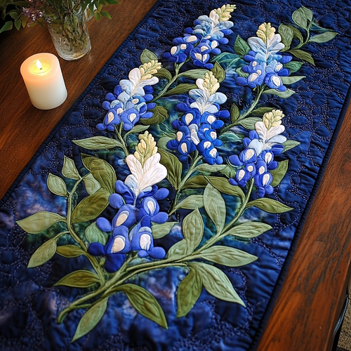 Blue Blooms Quilted Table Runner NCU0NVH367