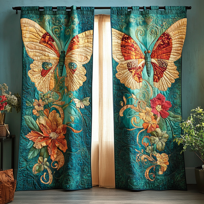 Blue Butterfly Quilted Curtains NCU0DDK1788