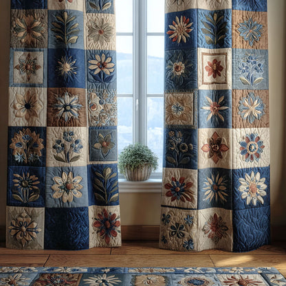 Blue Garden Quilted Curtains NCU0PTT2103