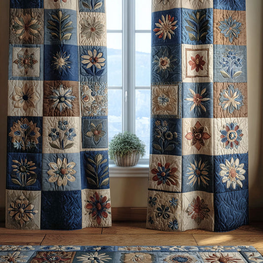 Blue Garden Quilted Curtains NCU0PTT2103