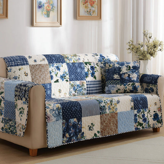 Blue Garden Quilted Sofa Cover NCU0LDH534