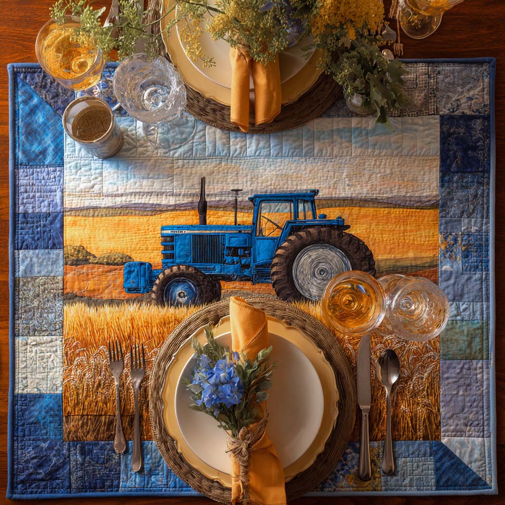 Blue Harvest Ride Quilted Table Topper NCU0NXD118