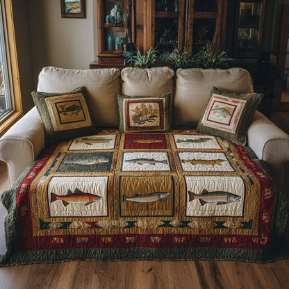 Blue Lake Trout Quilted Blanket NCU0LDH829