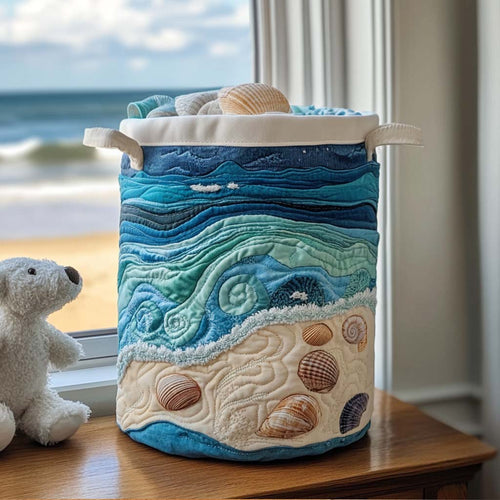 Blue Ocean Calm Quilted Laundry Basket NCU0NNT1266