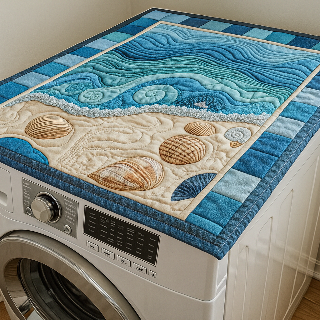 Blue Ocean Calm Quilted Washer and Dryer Cover NCU0NNT1353