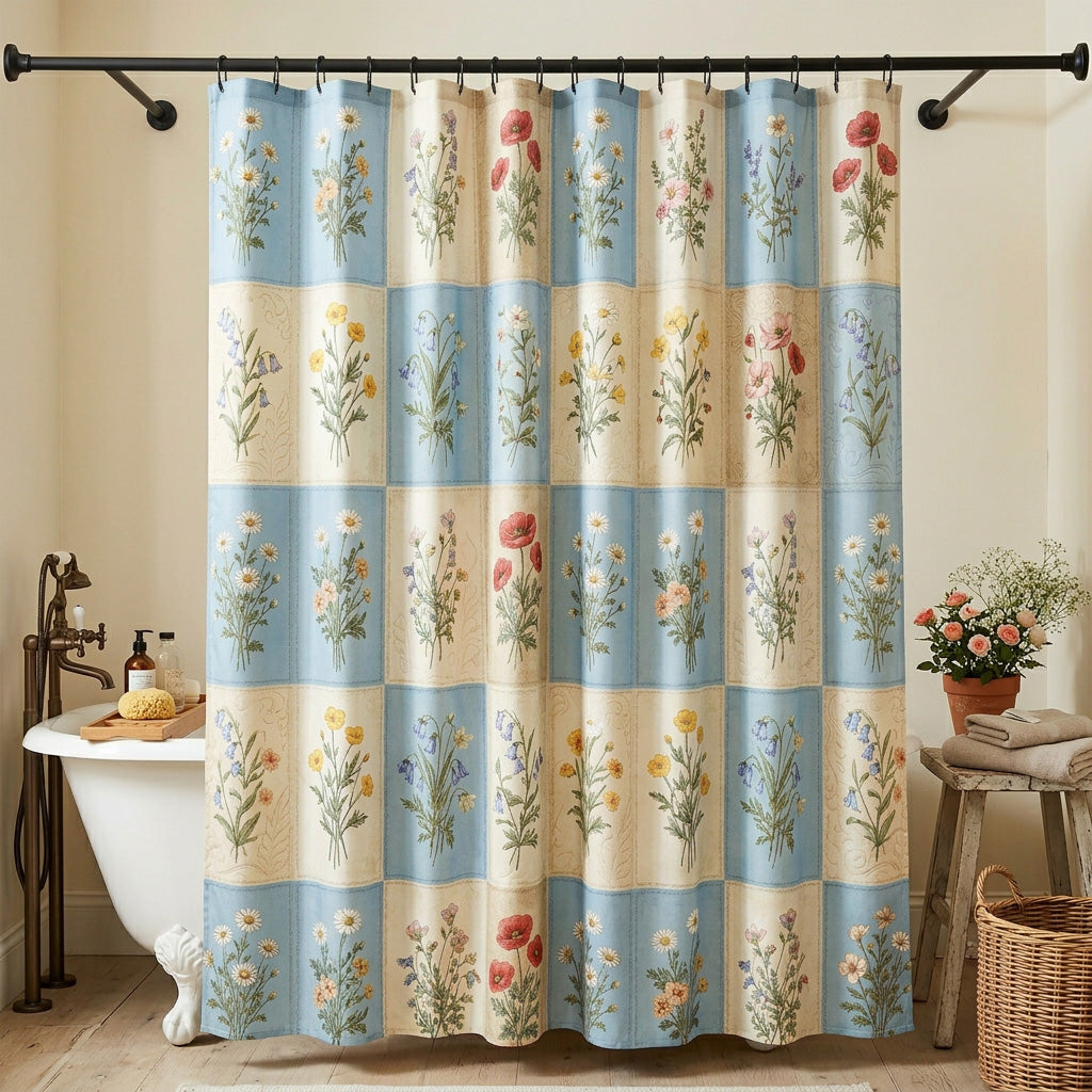 Blue Patchwork Shower Curtain NCU0NTV971