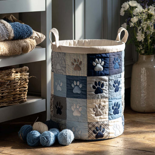 Blue Paw Patch Quilted Laundry Basket NCU0NXD1182
