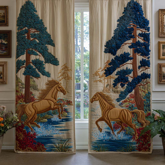 Blue Pine Run Quilted Curtains NCU0NXD1354