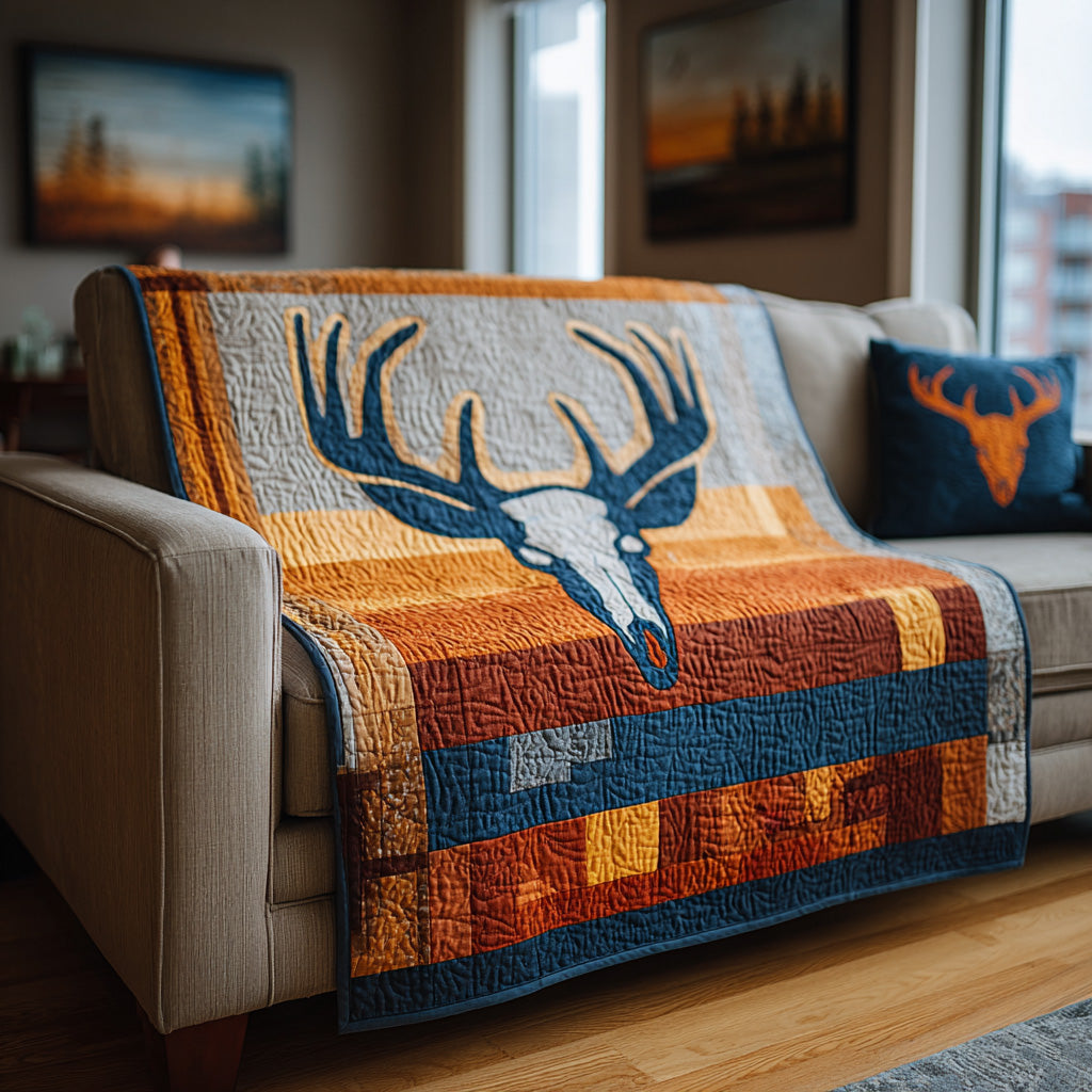 Blue Ridge Stag Quilted Blanket NCU0LDH871
