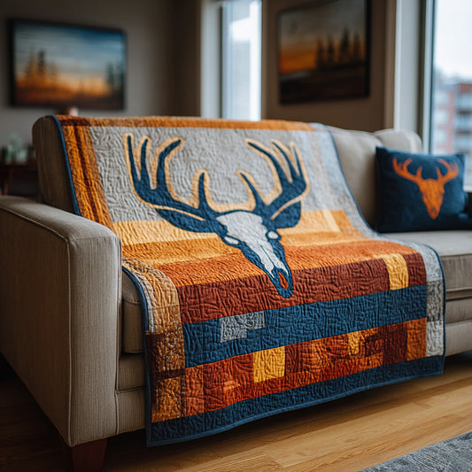 Blue Ridge Stag Quilted Blanket NCU0LDH871